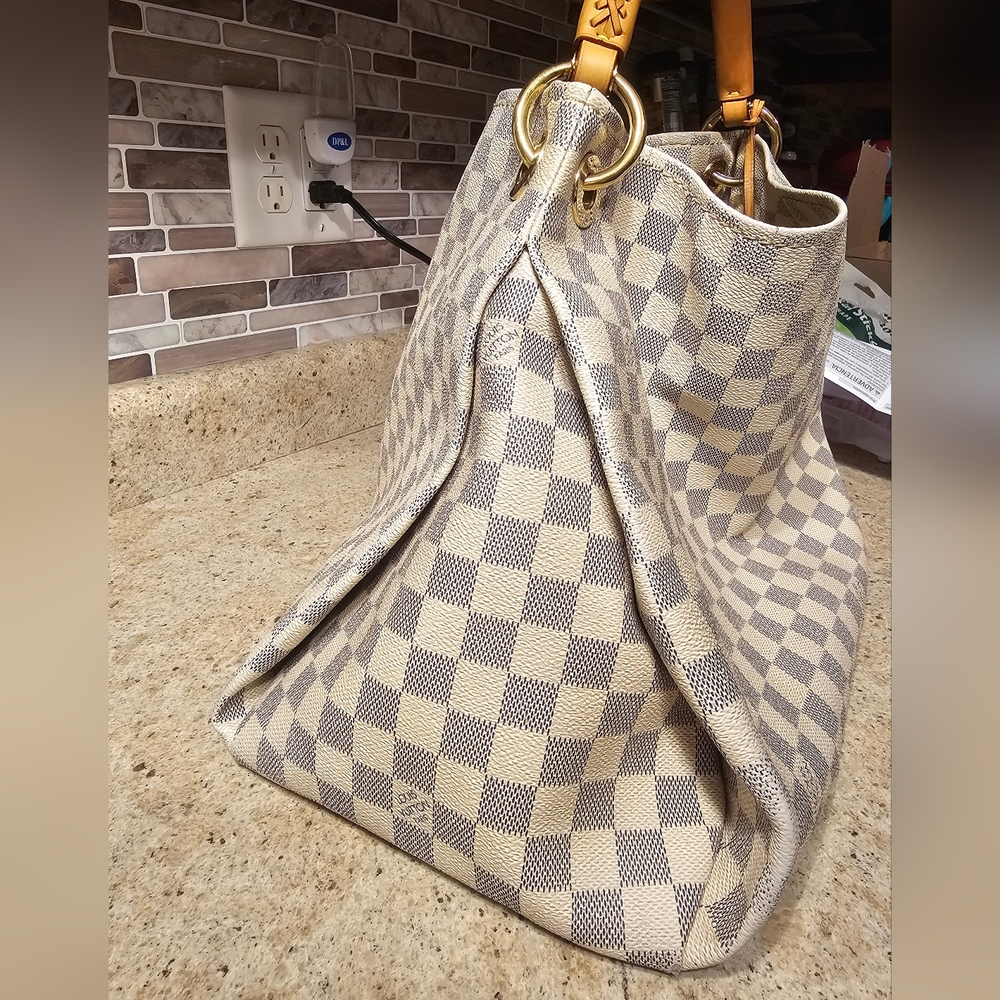 Louis Vuitton Damier Azur Canvas Tote with Tan Leather Handles - Picture 12 of 16